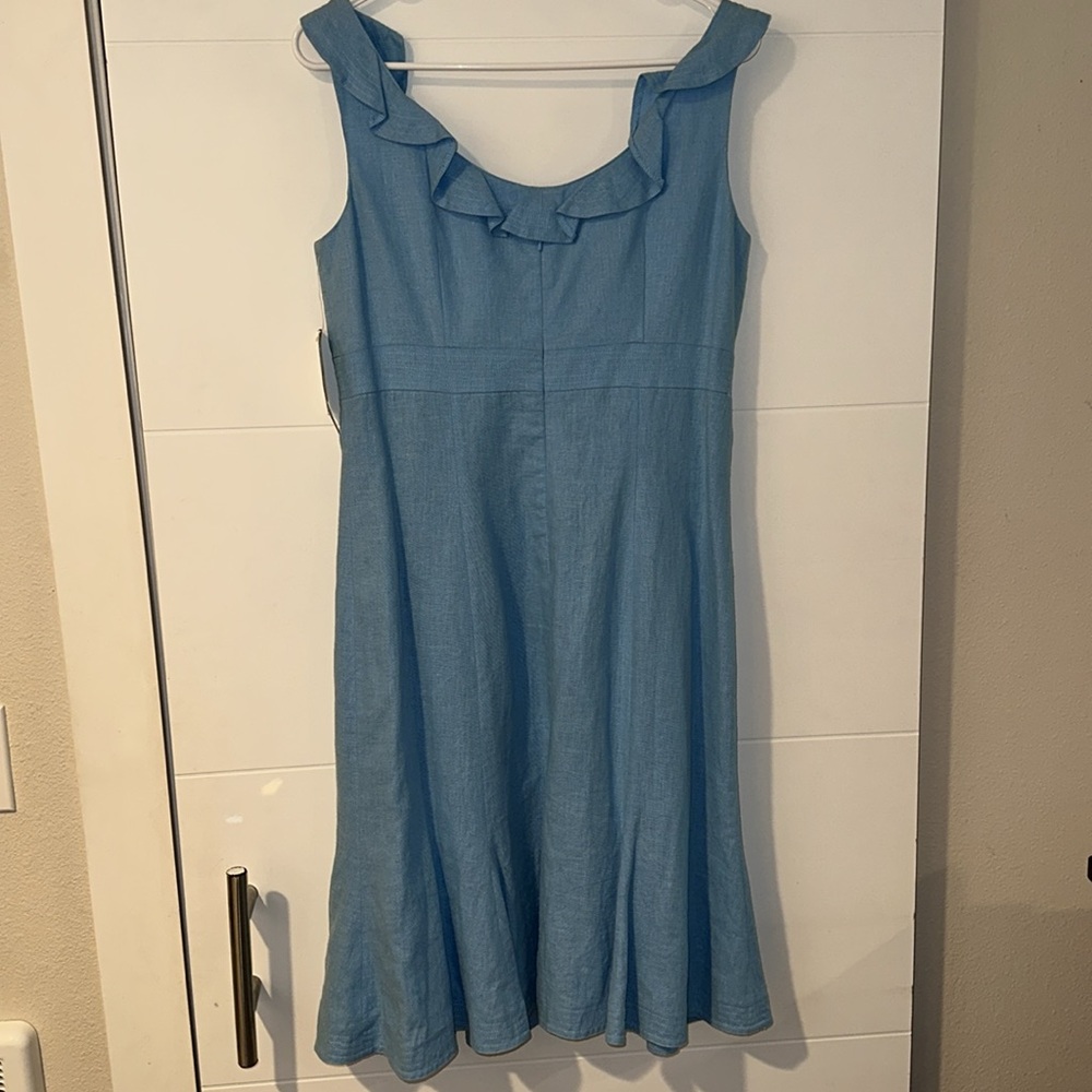 LONDON TIMES Linen Blend Fully Lined Hidden Zipper Sleeveless Dress NWT - Picture 2 of 13